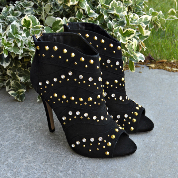 Bebe High Heel Peep Toe Booties with Studs - Picture 3 of 8